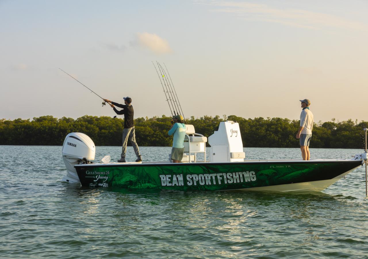 People fishing from a boat