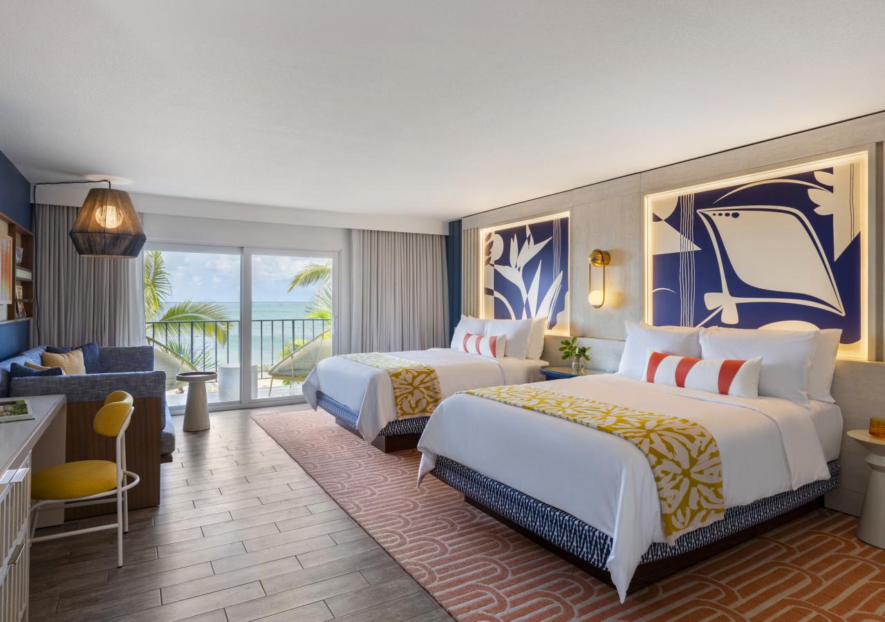 double beds with view to the ocean