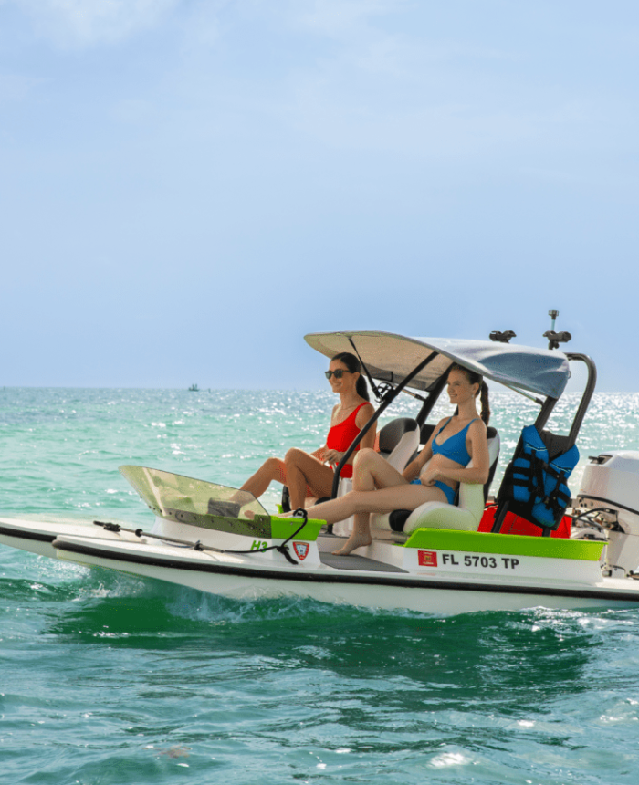 Women on a boat on the water 