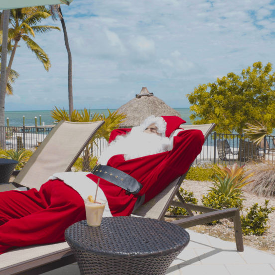 Santa reclining in a chair 