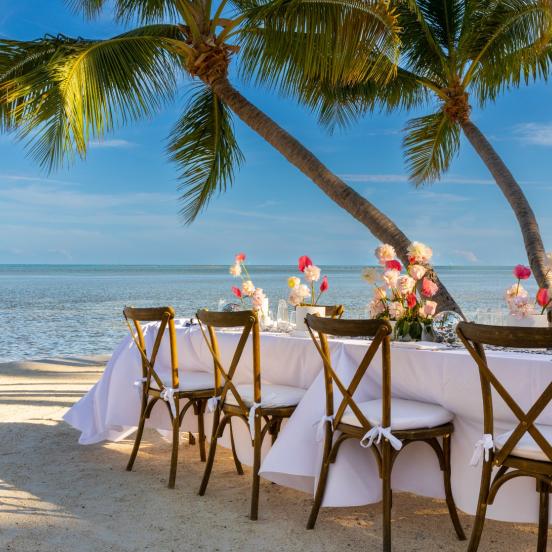 An oceanfront wedding reception in Islamorada.