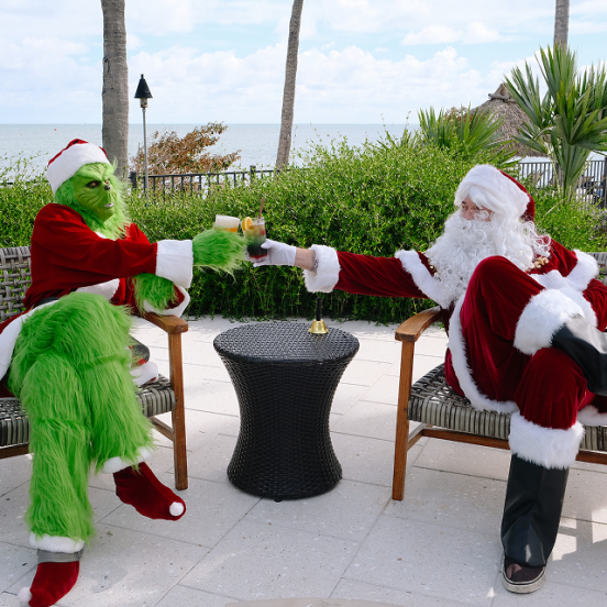 Grinch and Santa on the patio
