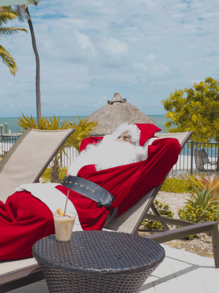 Santa reclining in a chair 