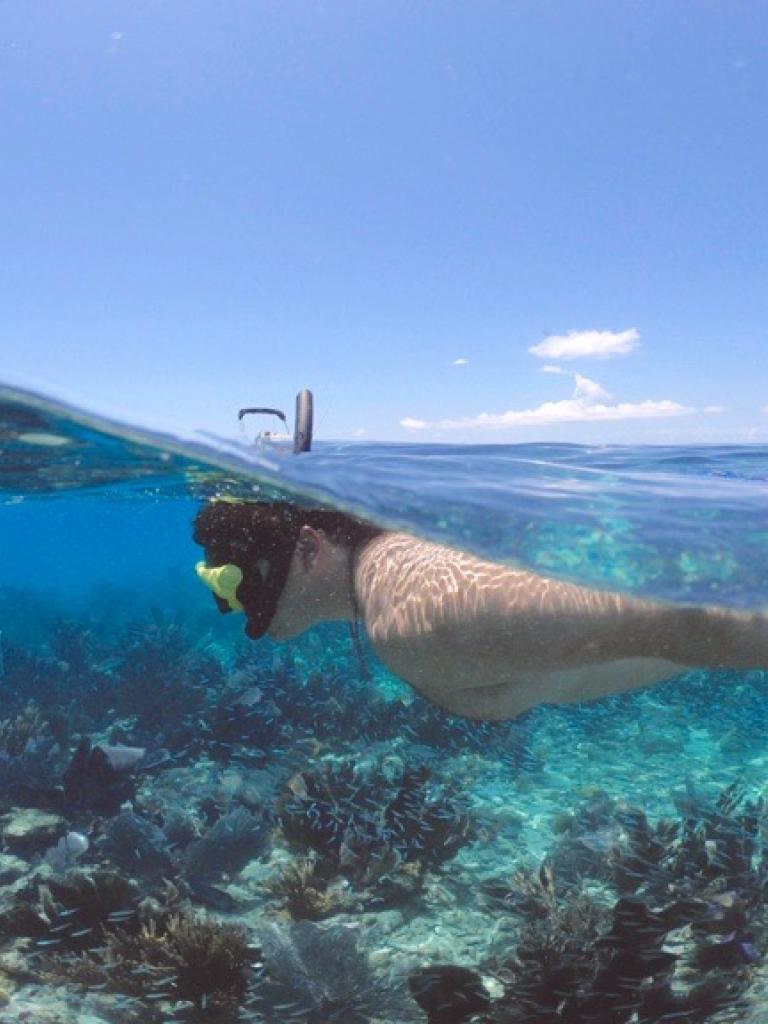 A person snorkeling.