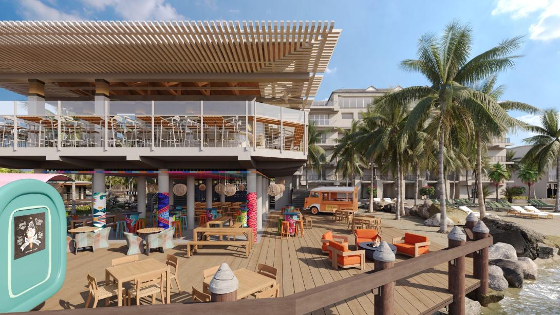 A rendering of the new Mercado Morada at Three Waters Resort & Marina